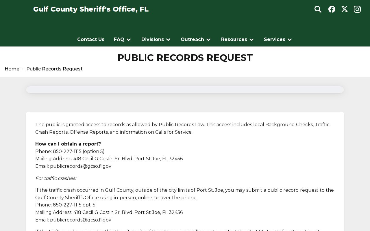 Gulf County Sheriff public records request channel