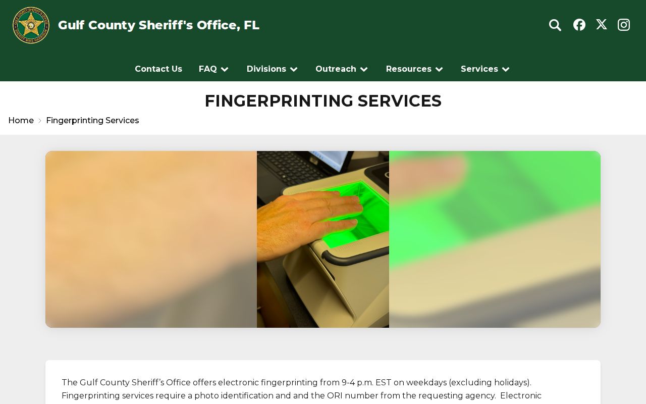 Gulf County Sheriff fingerprinting services information