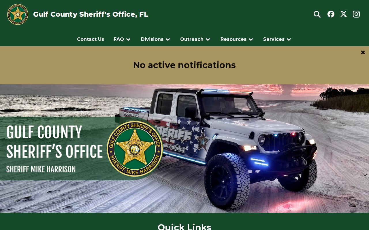 Gulf County criminal history Sheriff records homepage