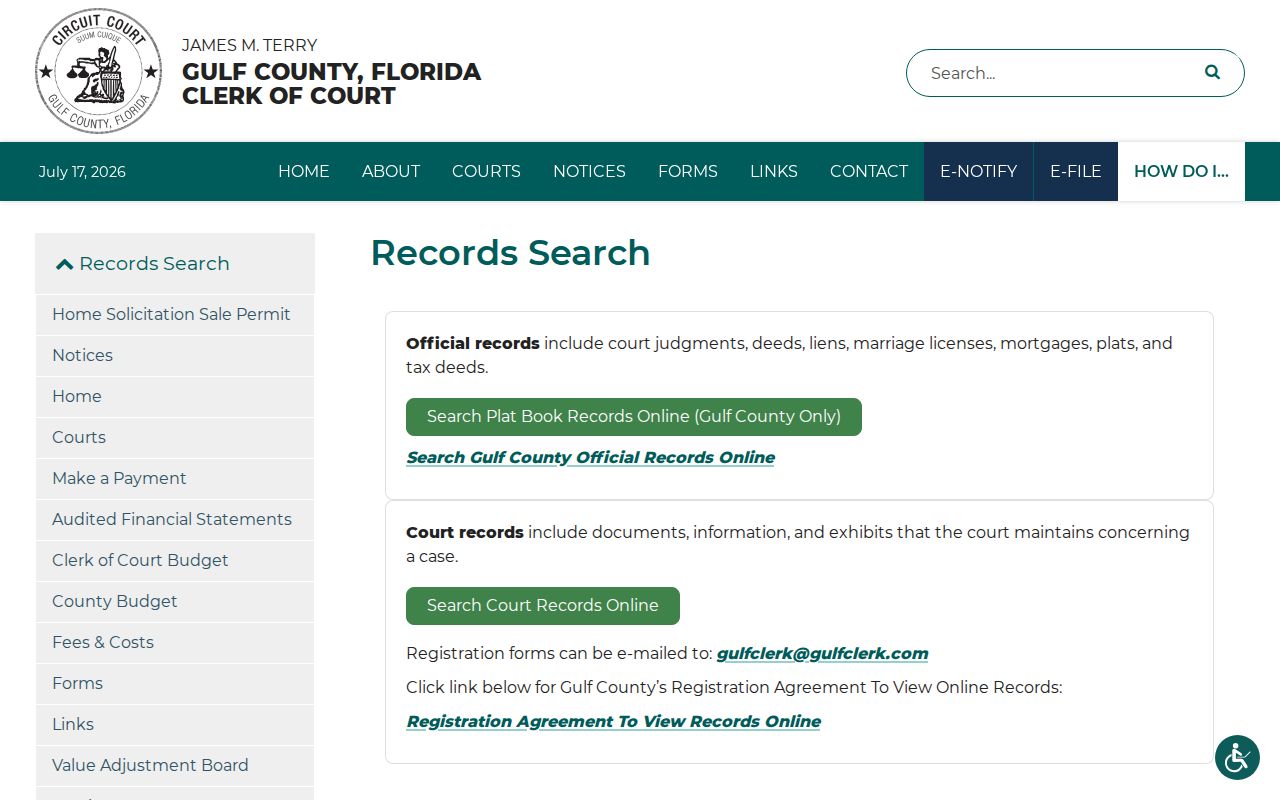 Gulf County criminal history court records gateway