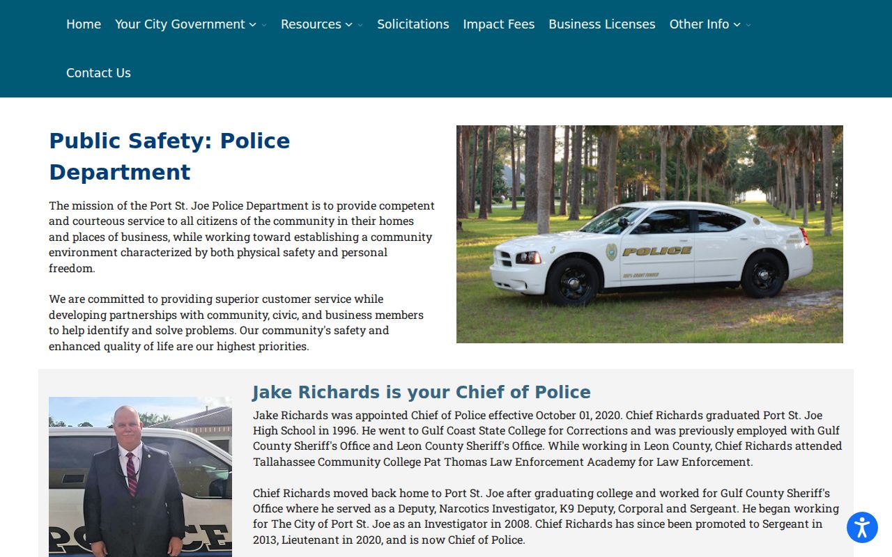 Port St. Joe Police Department public safety information