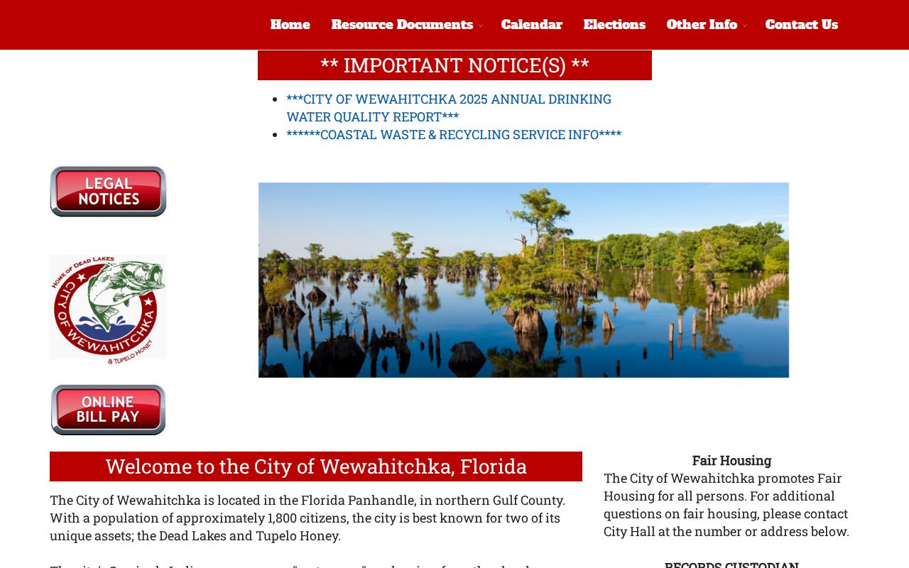 Official City of Wewahitchka website for police contact routing
